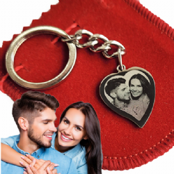 Chaveiro personalizado com foto em a�o Inoxid�vel cora��o sach28