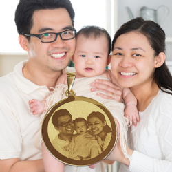 Pingente personalizado com foto folheado a ouro SAF10