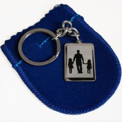 Chaveiro personalizado com foto em A�o Inoxid�vel Pai Com Filhas E Frase No Verso