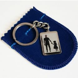 Chaveiro personalizado com foto em A�o Inoxid�vel Pai Com Filha E Frase No Verso sa01