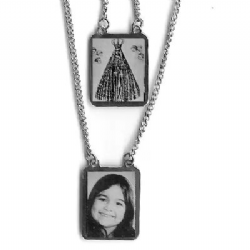 Escapul�rio de a�o com Santo e Foto