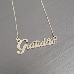 Colar Pingente De Prata 925 Gratidão Corr 45cm