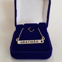 Colar Pingente Palito Gratidão Prata 925