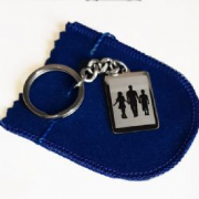 Chaveiro personalizado com foto De A�o Inoxid�vel Pai Com Casal de Filhos Frase Verso