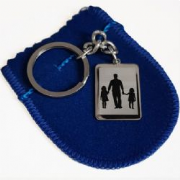 Chaveiro personalizado com foto em A�o Inoxid�vel Pai Com Filhas E Frase No Verso